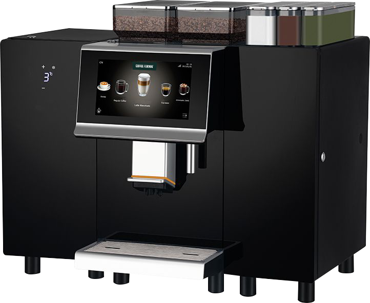 Zestaw Coffee Format DOUBLE z modułem INSTANT i lodówką POTT12 — widok pod kątem