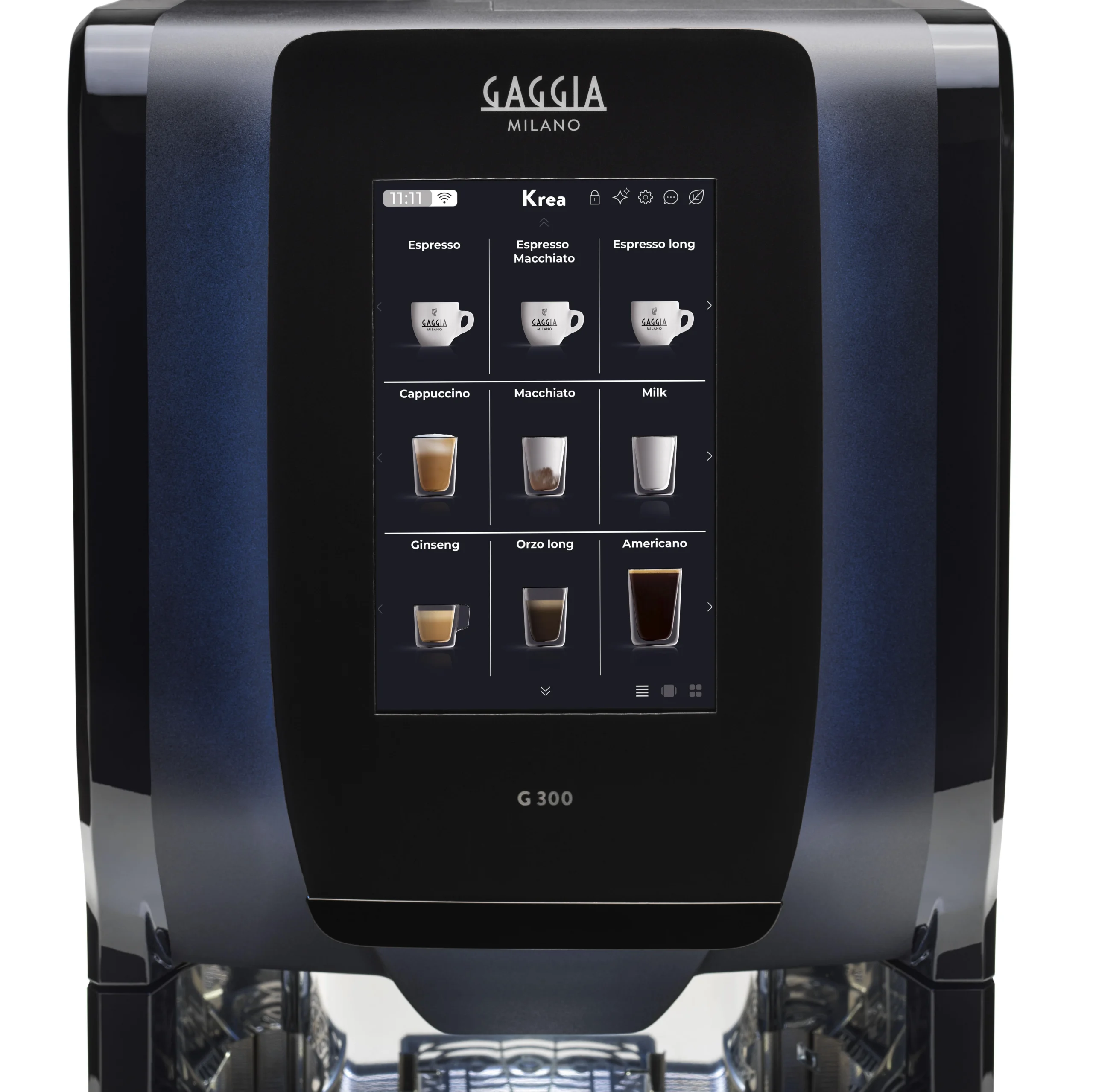 Gaggia G300 — ekran z menu napojów